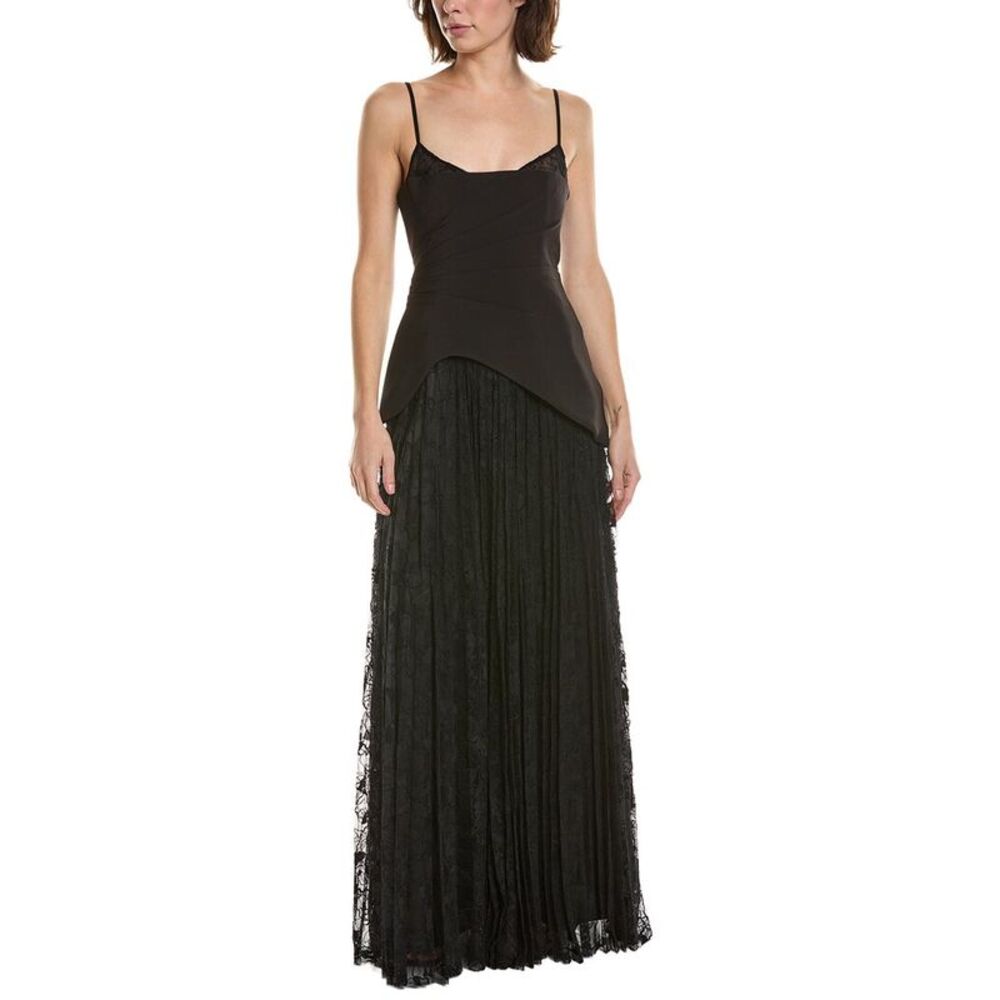 Amur Womens  Leighton Pleated Gown, Black
